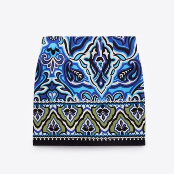 ZARA Multicolored Paisley Print Mini Skirt - Picture 2 of 12